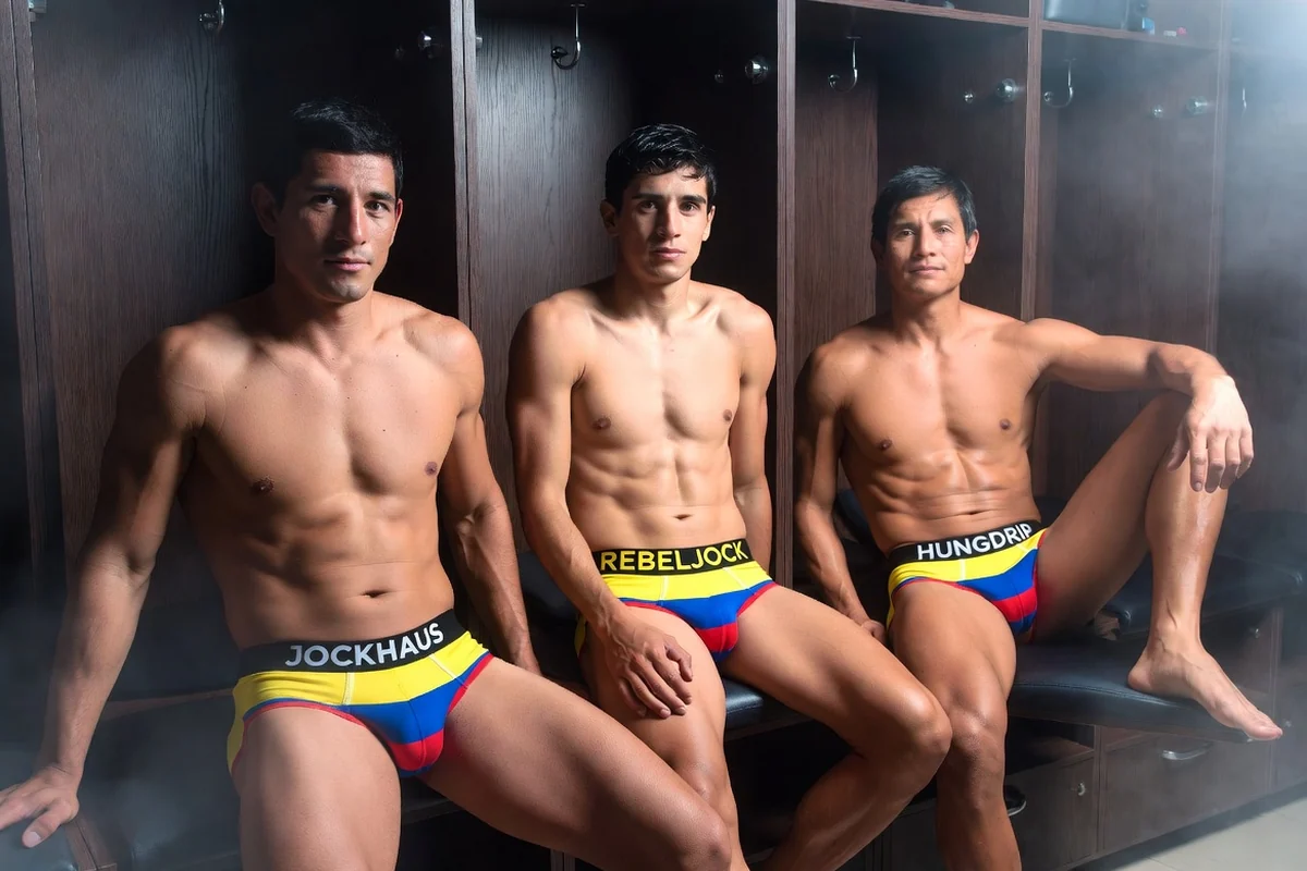 Clearly adult athletic men in a premium fitness editorial scene